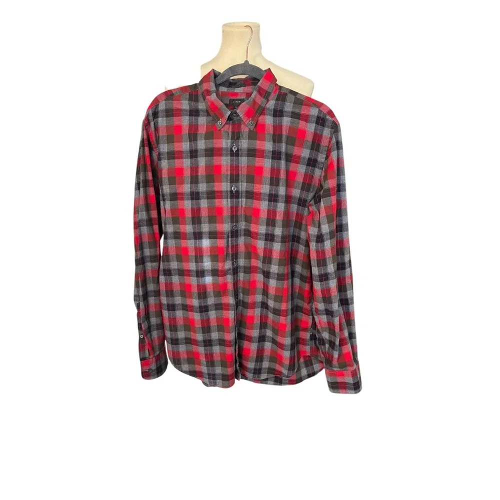 Men's J Crew XL Slim‎ Fit Buffalo Plaid Long Sleeve Shirt. Business Casual.